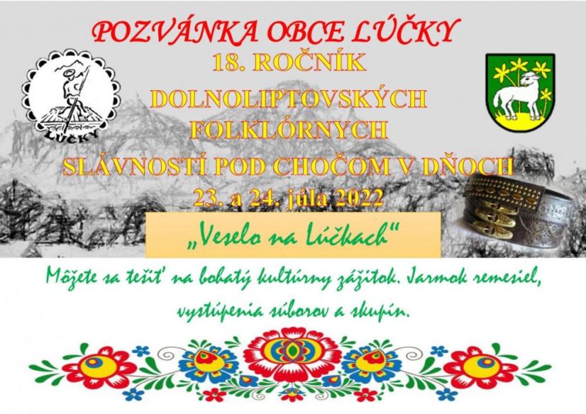 Pozvánka na 18. ročník Dolnoliptovských folklórnych slávností pod Chočom